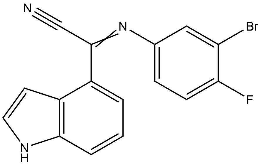 N-(3-Bromo-4-fluorophenyl)-1H-indole-4-carboximidoyl cyanide Structure