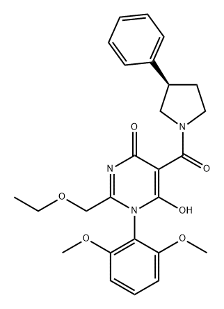 4(1H)-Pyrimidinone, 1-(2,6-dimethoxyphenyl)-2-(ethoxymethyl)-6-hydroxy-5-[[(3R)-3-phenyl-1-pyrrolidinyl]carbonyl]- Structure