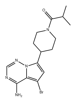 1-Propanone, 1-[4-(4-amino-5-bromopyrrolo[2,1-f][1,2,4]triazin-7-yl)-1-piperidinyl]-2-methyl- Structure