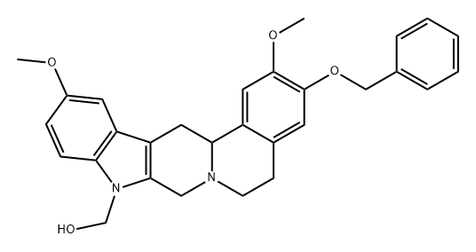 Benz[a]indolo[2,3-g]quinolizine-9(6H)-methanol, 5,8,14,14a-tetrahydro-2,12-dimethoxy-3-(phenylmethoxy)- Structure