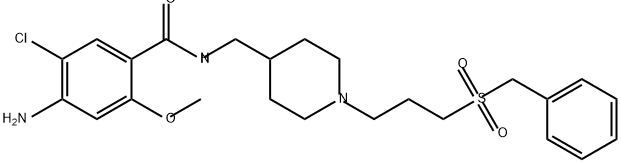 Benzamide, 4-amino-5-chloro-2-methoxy-N-[[1-[3-[(phenylmethyl)sulfonyl]propyl]-4-piperidinyl]methyl]- Structure