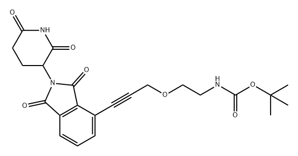 Carbamic acid, N-[2-[[3-[2-(2,6-dioxo-3-piperidinyl)-2,3-dihydro-1,3-dioxo-1H-isoindol-4-yl]-2-propyn-1-yl]oxy]ethyl]-, 1,1-dimethylethyl ester Structure