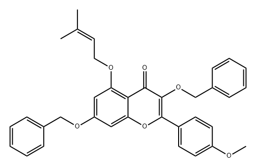 4H-1-Benzopyran-4-one, 2-(4-methoxyphenyl)-5-[(3-methyl-2-buten-1-yl)oxy]-3,7-bis(phenylmethoxy)- Structure