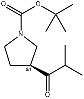 1-Pyrrolidinecarboxylic acid, 3-(2-methyl-1-oxopropyl)-, 1,1-dimethylethyl ester, (3S)- 구조식 이미지