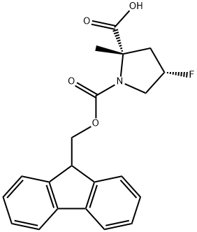 1,2-Pyrrolidinedicarboxylic acid, 4-fluoro-2-methyl-, 1-(9H-fluoren-9-ylmethyl) ester, (2S,4S)- 구조식 이미지