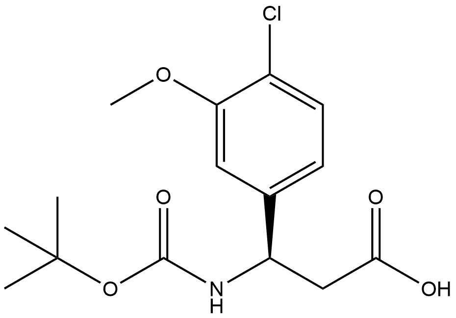 (3R)-3-{[(tert-butoxy)carbonyl]amino}-3-(4-chloro-3-methoxyphenyl)propanoic acid Structure