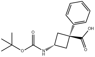 Cyclobutanecarboxylic acid, 3-[[(1,1-dimethylethoxy)carbonyl]amino]-1-phenyl-,t… Structure