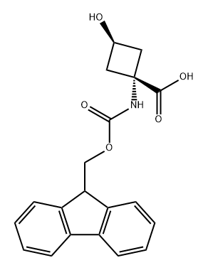 Cyclobutanecarboxylic acid, 1-[[(9H-fluoren-9-ylmethoxy)carbonyl]amino]-3-hydroxy-, cis- Structure