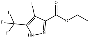 1H-Pyrazole-3-carboxylic acid, 4-iodo-5-(trifluoromethyl)-, ethyl ester 구조식 이미지