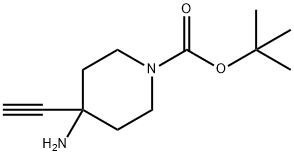 1-Piperidinecarboxylic acid, 4-amino-4-ethynyl-, 1,1-dimethylethyl ester 구조식 이미지