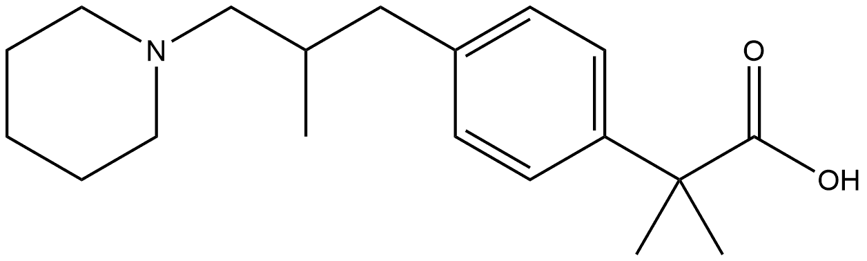 Benzeneacetic acid, α,α-dimethyl-4-[2-methyl-3-(1-piperidinyl)propyl]- Structure