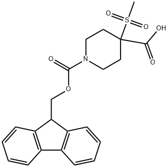 1-[(9H-fluoren-9-ylmethoxy)carbonyl]-4-methanesulfonylpiperidine-4-carboxylic acid Structure