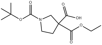 1-(tert-butoxycarbonyl)-3-(ethoxycarbonyl)pyrrolidine-3-carboxylic acid Structure