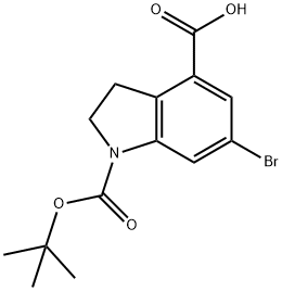 6-bromo-1-[(tert-butoxy)carbonyl]-2,3-dihydro-1H-
indole-4-carboxylic acid Structure