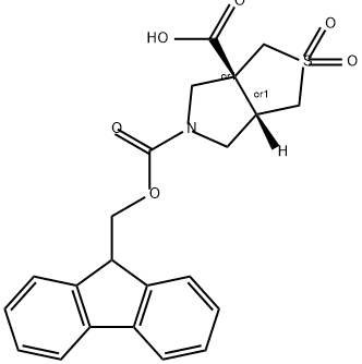 rac-(3aR,6aS)-5-{[(9H-fluoren-9-yl)methoxy]carbon
yl}-2,2-dioxo-hexahydro-1H-2lambda6-thieno[3,4-
c]pyrrole-3a-carboxylic acid Structure