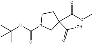 1-(tert-butoxycarbonyl)-3-(methoxycarbonyl)pyrrolidine-3-carboxylic acid Structure