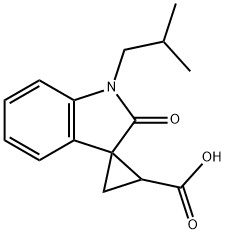 Spiro[cyclopropane-1,3'-[3H]indole]-2-carboxylic acid, 1',2'-dihydro-1'-(2-methylpropyl)-2'-oxo- Structure