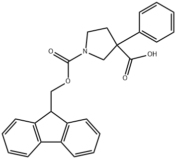 1,3-Pyrrolidinedicarboxylic acid, 3-phenyl-, 1-(9H-fluoren-9-ylmethyl) ester Structure