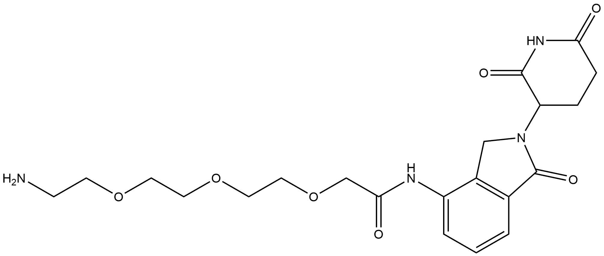 2-[2-[2-(2-Aminoethoxy)ethoxy]ethoxy]-N-[2-(2,6-dioxo-3-piperidinyl)-2,3-dihydro-1-oxo-1H-isoindol-4-yl]acetamide Structure