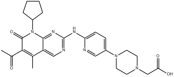 1-Piperazineacetic acid, 4-[6-[(6-acetyl-8-cyclopentyl-7,8-dihydro-5-methyl-7-oxopyrido[2,3-d]pyrimidin-2-yl)amino]-3-pyridinyl]- Structure
