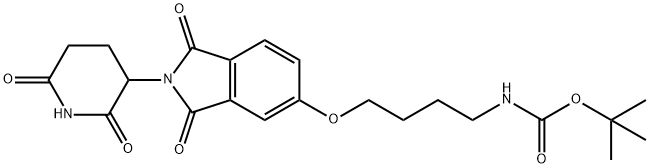 Carbamic acid, N-[4-[[2-(2,6-dioxo-3-piperidinyl)-2,3-dihydro-1,3-dioxo-1H-isoindol-5-yl]oxy]butyl]-, 1,1-dimethylethyl ester 구조식 이미지