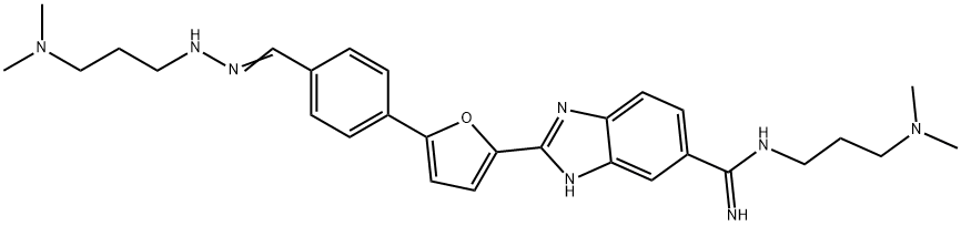 1H-Benzimidazole-6-carboximidamide, N-[3-(dimethylamino)propyl]-2-[5-[4-[[[3-(dimethylamino)propyl]amino]iminomethyl]phenyl]-2-furanyl]- 구조식 이미지