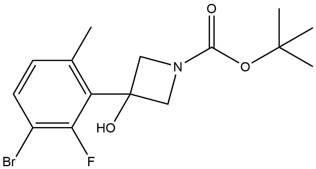 1,1-Dimethylethyl 3-(3-bromo-2-fluoro-6-methylphenyl)-3-hydroxy-1-azetidineca... Structure