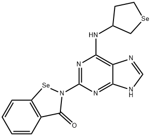 1,2-Benzisoselenazol-3(2H)-one, 2-[6-[(tetrahydroselenophene-3-yl)amino]-9H-purin-2-yl]- Structure