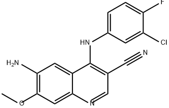 3-Quinolinecarbonitrile, 6-amino-4-[(3-chloro-4-fluorophenyl)amino]-7-methoxy- Structure