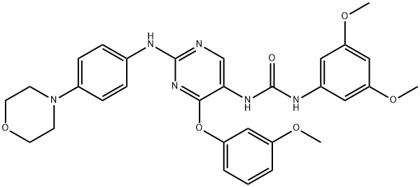 Urea, N-(3,5-dimethoxyphenyl)-N'-[4-(3-methoxyphenoxy)-2-[[4-(4-morpholinyl)phenyl]amino]-5-pyrimidinyl]- Structure