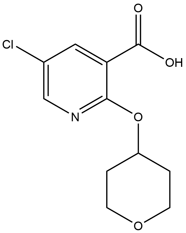 5-Chloro-2-[(tetrahydro-2H-pyran-4-yl)oxy]-3-pyridinecarboxylic acid Structure