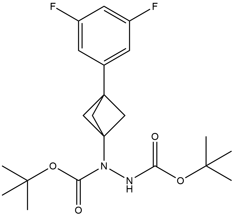 tert-butyl N-(tert-butoxycarbonylamino)-N-[3-(3,5-difluorophenyl)-1-bicyclo[1.1.1]pentanyl]carbamate Structure