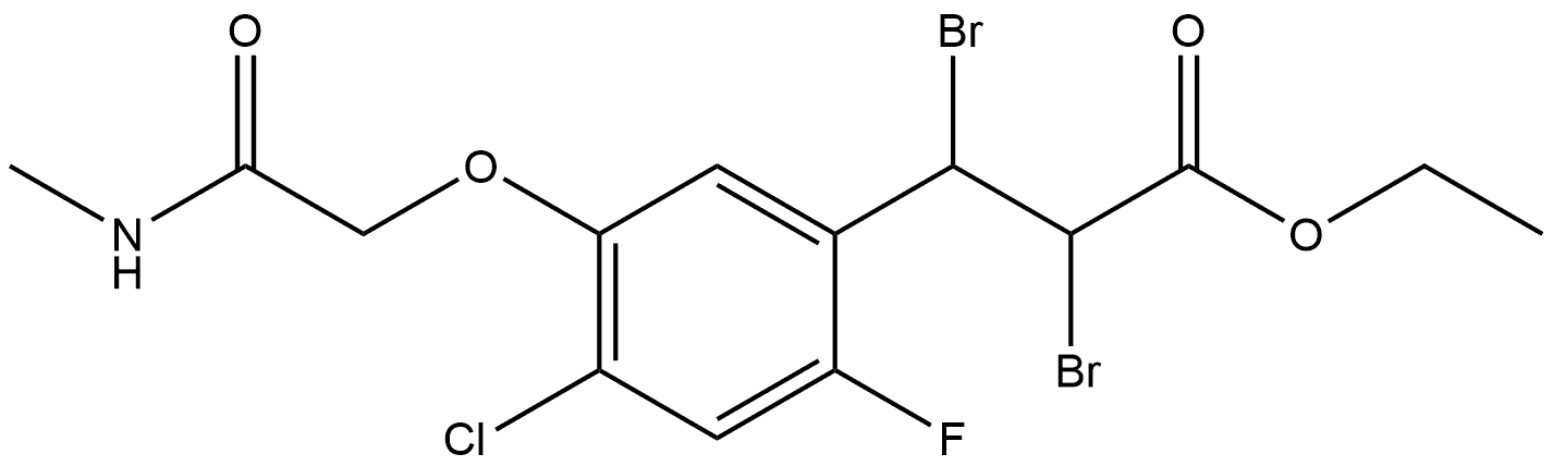 Benzenepropanoic acid, α,β-dibromo-4-chloro-2-fluoro-5-[2-(methylamino)-2-oxoethoxy]-, ethyl ester Structure