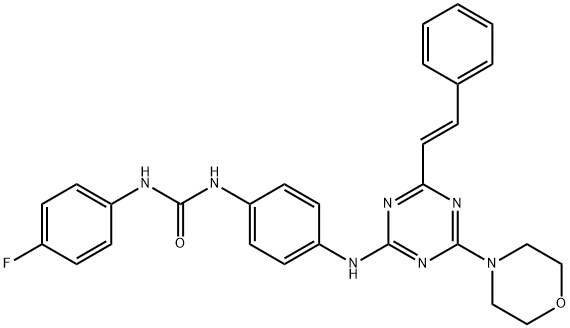 (E)-1-(4-fluorophenyl)-3-(4-((4-morpholino-6-styryl-1,3,5-triazin-2-yl)amino)phenyl)urea Structure