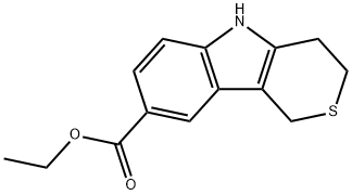 Thiopyrano[4,3-b]indole-8-carboxylic acid, 1,3,4,5-tetrahydro-, ethyl ester 구조식 이미지