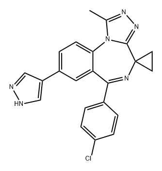 Spiro[cyclopropane-1,4'-[4H][1,2,4]triazolo[4,3-a][1,4]benzodiazepine], 6'-(4-chlorophenyl)-1'-methyl-8'-(1H-pyrazol-4-yl)- 구조식 이미지
