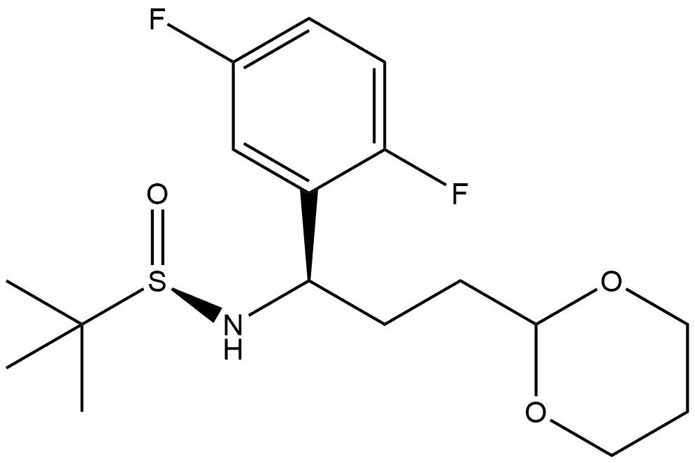 2-Propanesulfinamide, N-[(1R)-1-(2,5-difluorophenyl)-3-(1,3-dioxan-2-yl)propyl]-2-methyl-, [S(R)]- Structure