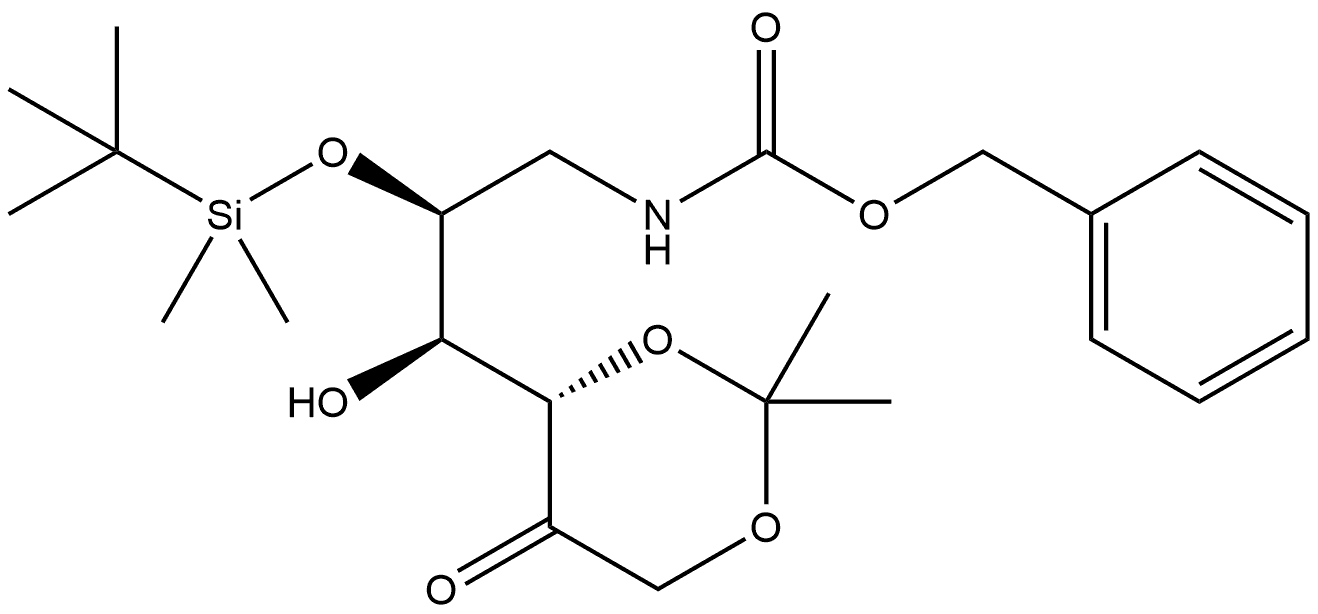 L-Psicose, 6-deoxy-5-O-[(1,1-dimethylethyl)dimethylsilyl]-1,3-O-(1-methylethylidene)-6-[[(phenylmethoxy)carbonyl]amino]- Structure