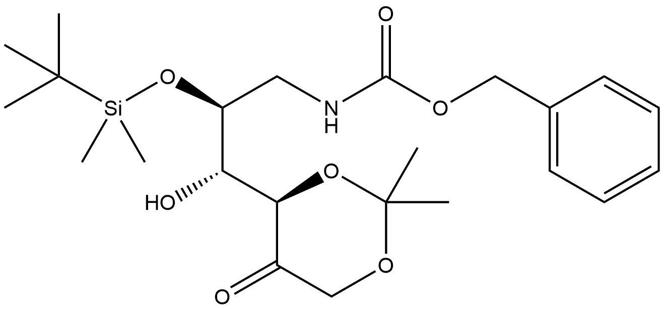 L-Tagatose, 6-deoxy-5-O-[(1,1-dimethylethyl)dimethylsilyl]-1,3-O-(1-methylethylidene)-6-[[(phenylmethoxy)carbonyl]amino]- Structure