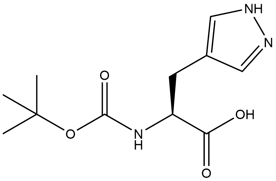 1H-Pyrazole-4-propanoic acid, α-[[(1,1-dimethylethoxy)carbonyl]amino]-, (αS)- 구조식 이미지