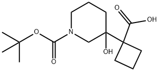 1-{1-[(tert-butoxy)carbonyl]-3-hydroxypiperidin-3-yl}cyclobutane-1-carboxylic acid Structure