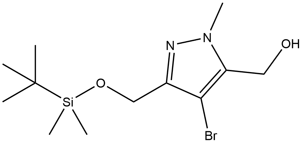 (4-bromo-3-{[(tert-butyldimethylsilyl)oxy]methyl}-1-methyl-1H-pyrazol-5-yl)methanol Structure