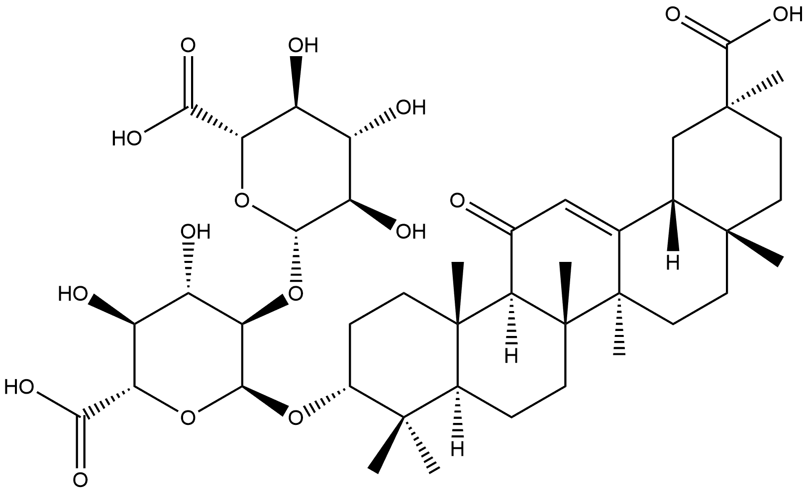 α-D-Glucopyranosiduronic acid, (3β,20α)-20-carboxy-11-oxo-30-norolean-12-en-3-yl 2-O-β-D-glucopyranuronosyl- (9CI) Structure