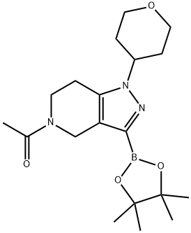 Ethanone, 1-[1,4,6,7-tetrahydro-1-(tetrahydro-2H-pyran-4-yl)-3-(4,4,5,5-tetramethyl-1,3,2-dioxaborolan-2-yl)-5H-pyrazolo[4,3-c]pyridin-5-yl]- Structure