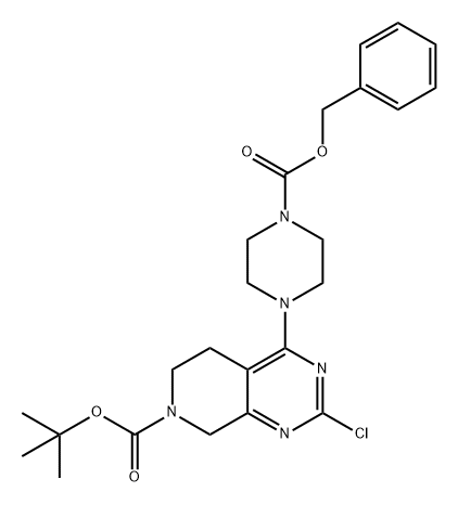 Pyrido[3,4-d]pyrimidine-7(6H)-carboxylic acid, 2-chloro-5,8-dihydro-4-[4-[(phenylmethoxy)carbonyl]-1-piperazinyl]-, 1,1-dimethylethyl ester Structure