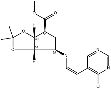 (3aR,4S,6R,6aS)-methyl 6-(4-chloro-7H-pyrrolo[2,3-d]pyrimidin-7-yl)-2,2-dimethyltetrahydro-3aH- cyclopenta[d][1,3]dloxole-4-carboxylate Structure