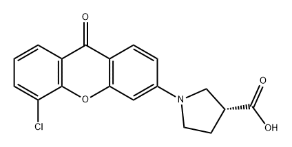 3-Pyrrolidinecarboxylic acid, 1-(5-chloro-9-oxo-9H-xanthen-3-yl)-, (3R)- Structure