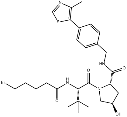 L-Prolinamide, N-(5-bromo-1-oxopentyl)-3-methyl-L-valyl-4-hydroxy-N-[[4-(4-methyl-5-thiazolyl)phenyl]methyl]-, (4R)- 구조식 이미지