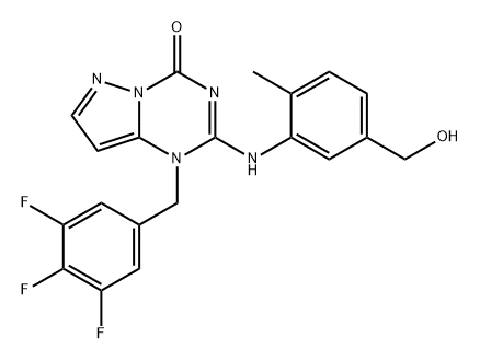 Pyrazolo[1,5-a]-1,3,5-triazin-4(1H)-one, 2-[[5-(hydroxymethyl)-2-methylphenyl]amino]-1-[(3,4,5-trifluorophenyl)methyl]- Structure