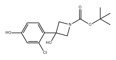 1-Azetidinecarboxylic acid, 3-(2-chloro-4-hydroxyphenyl)-3-hydroxy-, 1,1-dimethylethyl ester 구조식 이미지